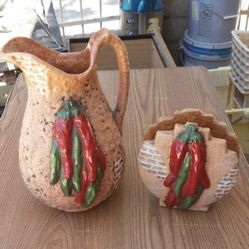 Mexican Pitcher & Napkins Holder