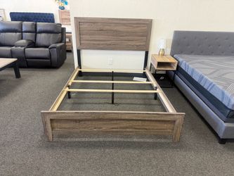 Wood-Look Bed Frame with Headboard and Footboard