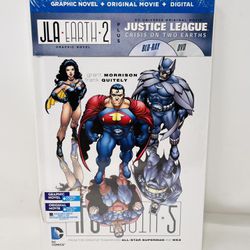 JLA Earth 2 Graphic Novel Hardcover + Justice League Crisis DVD & BLU-RAY NEW