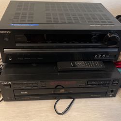 Sony Radio Set, Onkyo Disk Player , 2 Speakers 