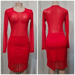 Fashion Midi Mesh Dress New Size M, L Available Strech Material.
