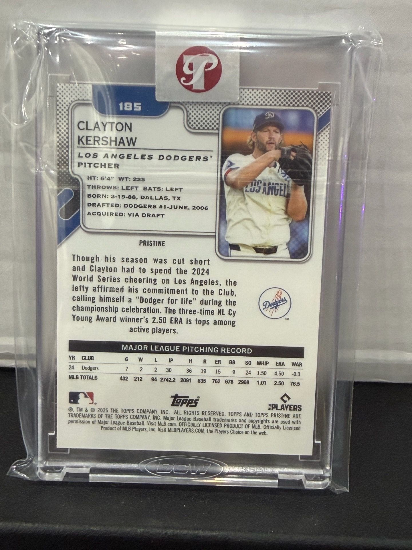2025 Topps Pristine Clayton Kershaw Orange Refractor /25 Dodgers