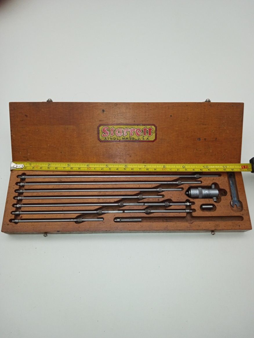 The l.s. starrett co. No.124-b depth Gage set. Micrometer.