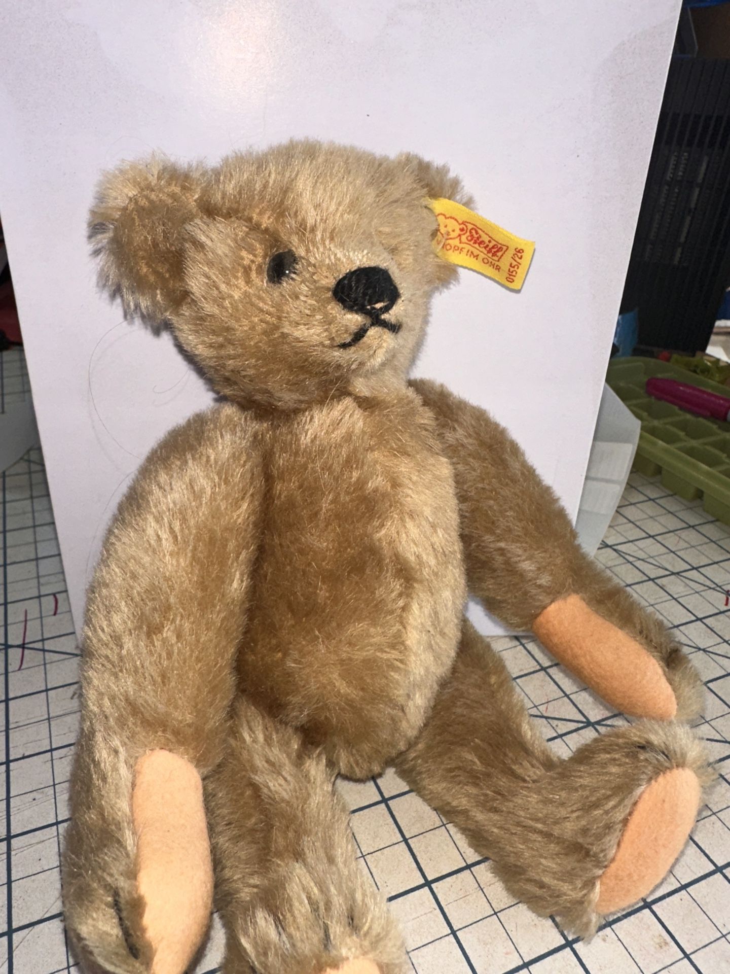 Steiff Hinged TEDDY BEAR Vintage Plush Stuffed Animal Tan 225?