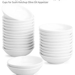 25 Pack Soy Sauce Dish 3inch Ceramic Dipping Bowls Bulk,