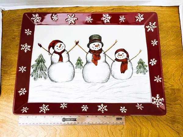 LARGE 16" Rectangular Serving Platter Yuletide by St Nicholas Square