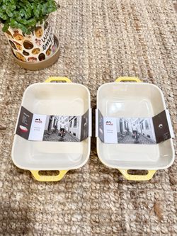 NWT STAUB France Ceramic 7.5” x 6” 1.05 Qt Rectan Gratin Dish Citron，2 pcs