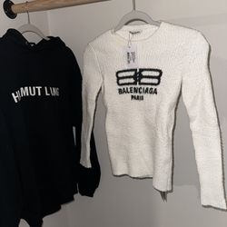 Balenciaga White Cashmere Sweatshirt Size Medium 