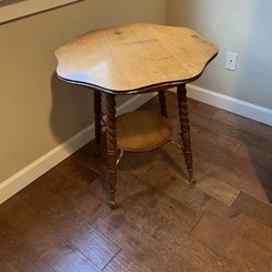 Antique Oak Glass Foot Table
