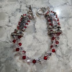 Swarovski Crystal And Glass Beaded Heart Bracelet