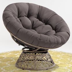 Papasan Outdoor & Indoor Chair - Brown Frame and Light Gray ( Smoky) Cushion