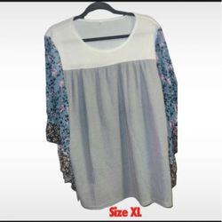Women's Floral Mixed Print Top Size XL