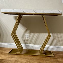 42" Console Table, Narrow Sofa Foyer Table with Metal Base