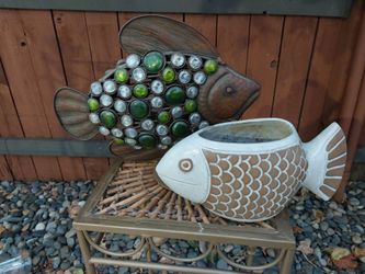 Fish Pottery planter Glass ball decoration fish