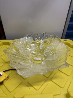 MIKASA, HIBISCUS FROST Decorative, Clear Glass Dish , FLOWER BOWL -GERMANY