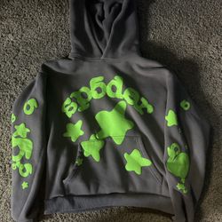 Sp5der Beluga Slate Grey Hoodie Slate Grey/Green size m 