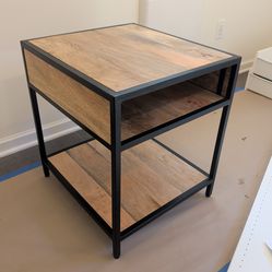 West Elm Industrial Storage Side Table - Solid Mango Wood & Steel