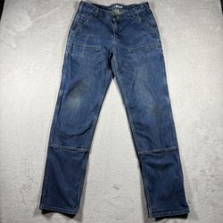 Carhartt Double Knee Jeans Men’s 33x34 Blue Denim Pants Relaxed Distressed #1604