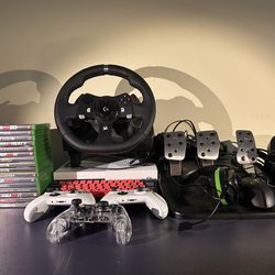 Xbox One S (500 GB) with Logitech G920 Set,  15+ Games, And More Accessories