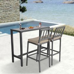  3 Piece Outdoor Patio Bar Set
