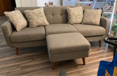 86” Bettie couch n ottoman - Grey