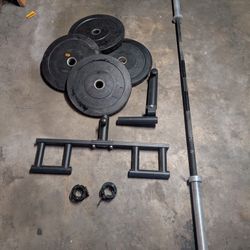45lb barbell 80lb Bumper Plates, Land Mine Setup, Clips