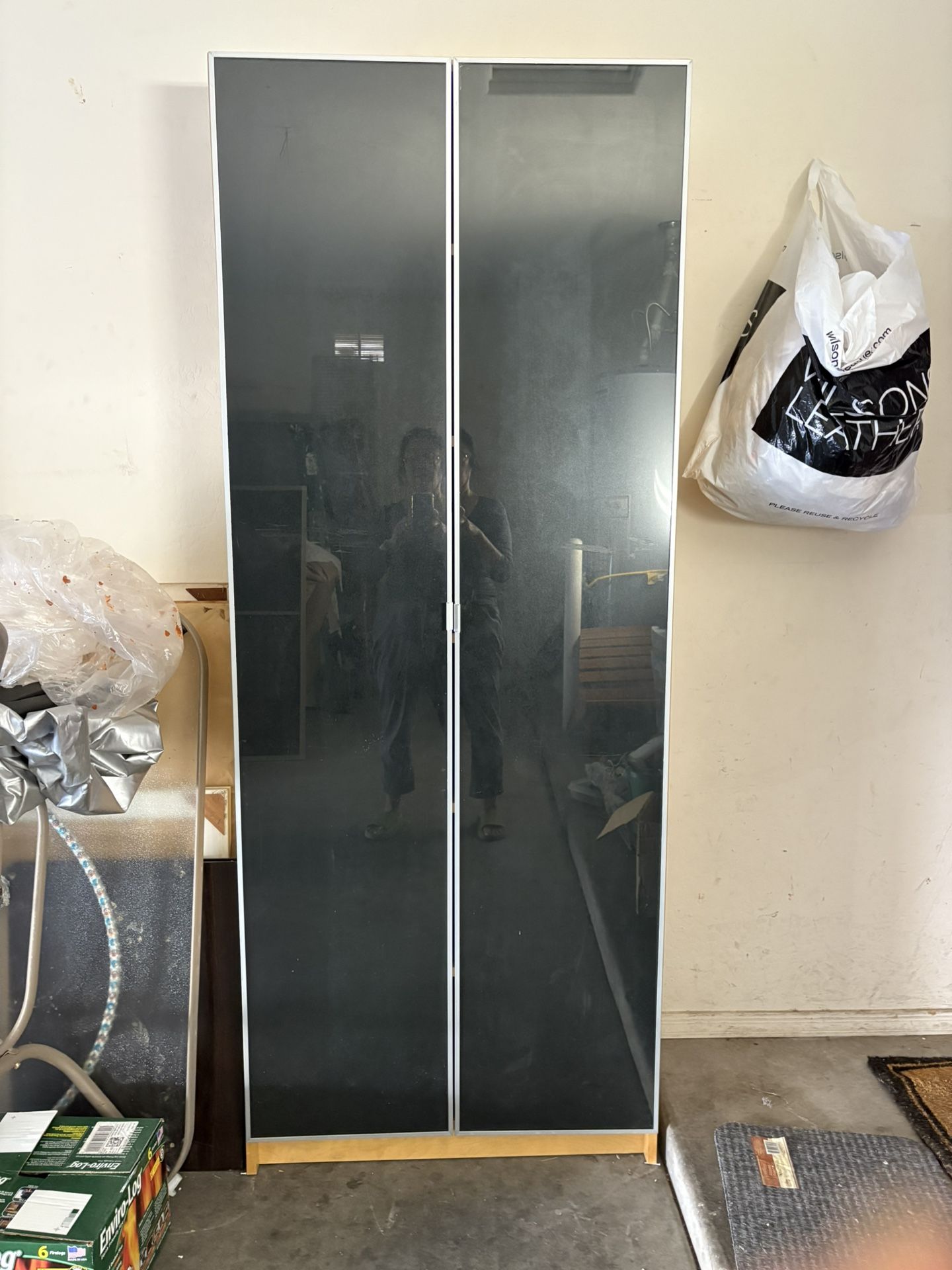 Two Book Shelves With Glass Doors 