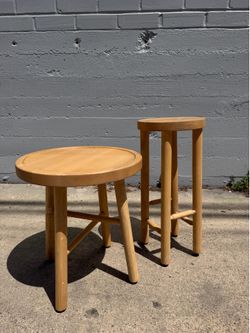 Wood Plant Stand & Side Table