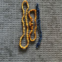 2 Amber And 1 Lapis Necklaces
