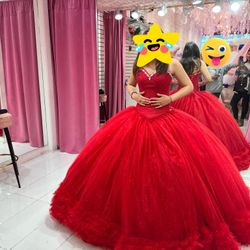 Red XV Quinceañera Dress Adjustable 