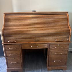 American Style Solid Oak Rollback Desk