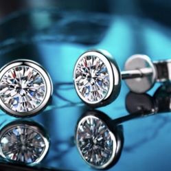 1ct Diamond Lab Grown 14 Kt White Gold Earrings 
