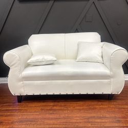 White Leather Couch 