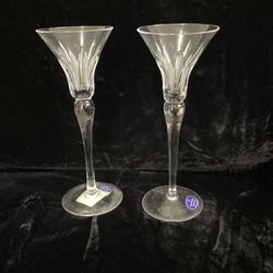 Royal Doubting Crystal Candle Holders, Pair