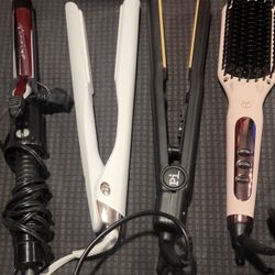 3 Hair Straighteners And A Curling Iron
