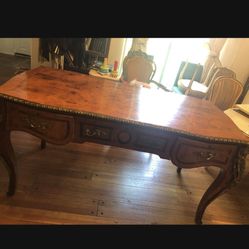 Antique French Wooden Set Of Table And 2 Nightstands