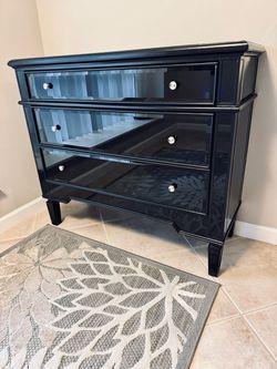 Black Mirrored 3-Drawer Chest by Powell
