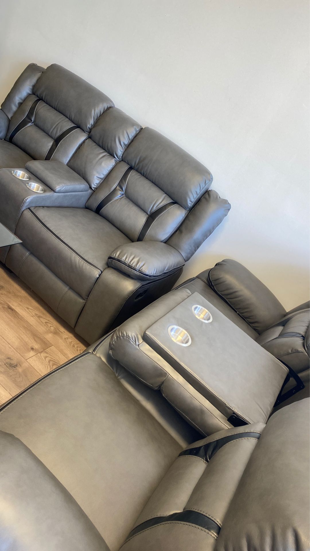 Recliner sofa and loveseat