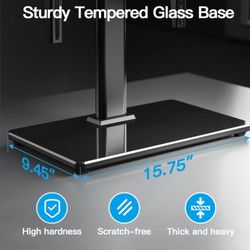 Universal TV Stand Table Top TV Base for 32 to 60,65 inch LCD LED OLED 4K Flat Screen TVs-Height Adjustable TV Mount Stand with Tempered Glass
