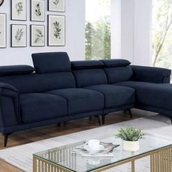 Navy Blue Sectional Sofa With Chaise - Free Delivery ✅ Modern Blue Sectional Sofa 124”