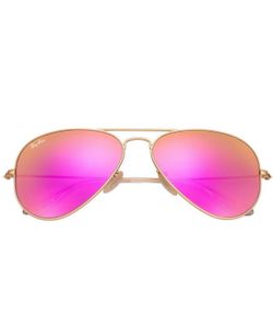 Ray-Ban Aviator Sunglasses – Pink Mirrored Flash Lens, Gold Frame (RB3025, 58mm)