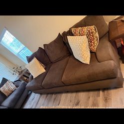 2-Piece Sofa Set with Throw Pillows (chocolate color) – $700 OBO (or best offer)