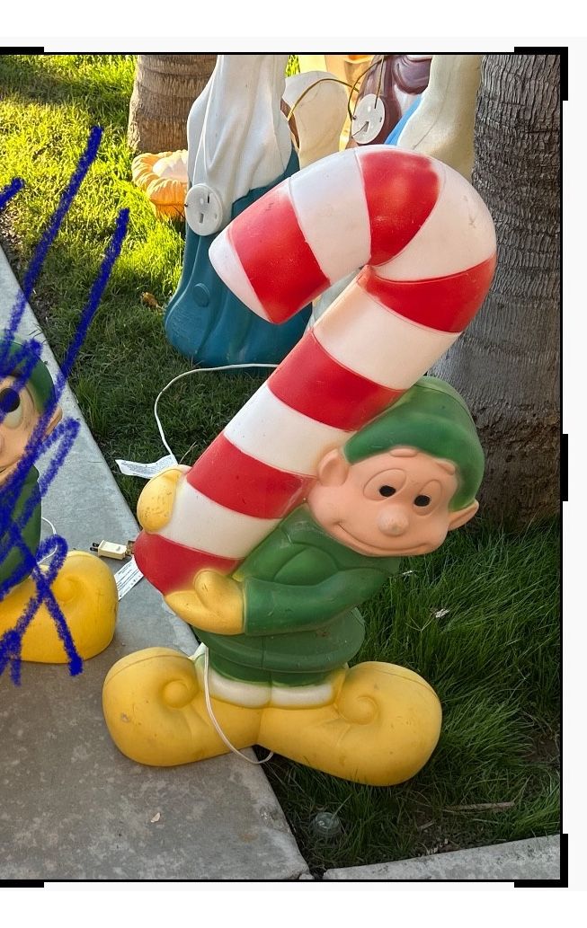 General Foam Lighted Christmas 36" Blow Mold ELF With Candy Cane
