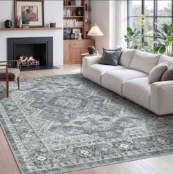 Rugland 5x7 Area Rugs - Stain Resistant Washable Rug, Anti Slip Rugs for Living Room, Vintage Tribal