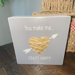 You make me crazy happy wood shelf sitter Decoration