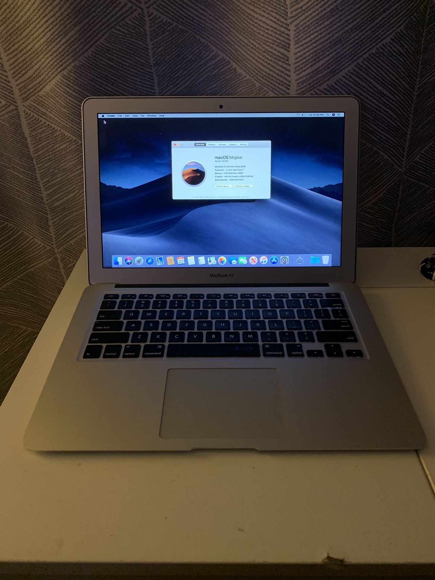 MacBook Air 13” 2015 2.2Ghz I-7, 8Gb RaM, 500gb SsD