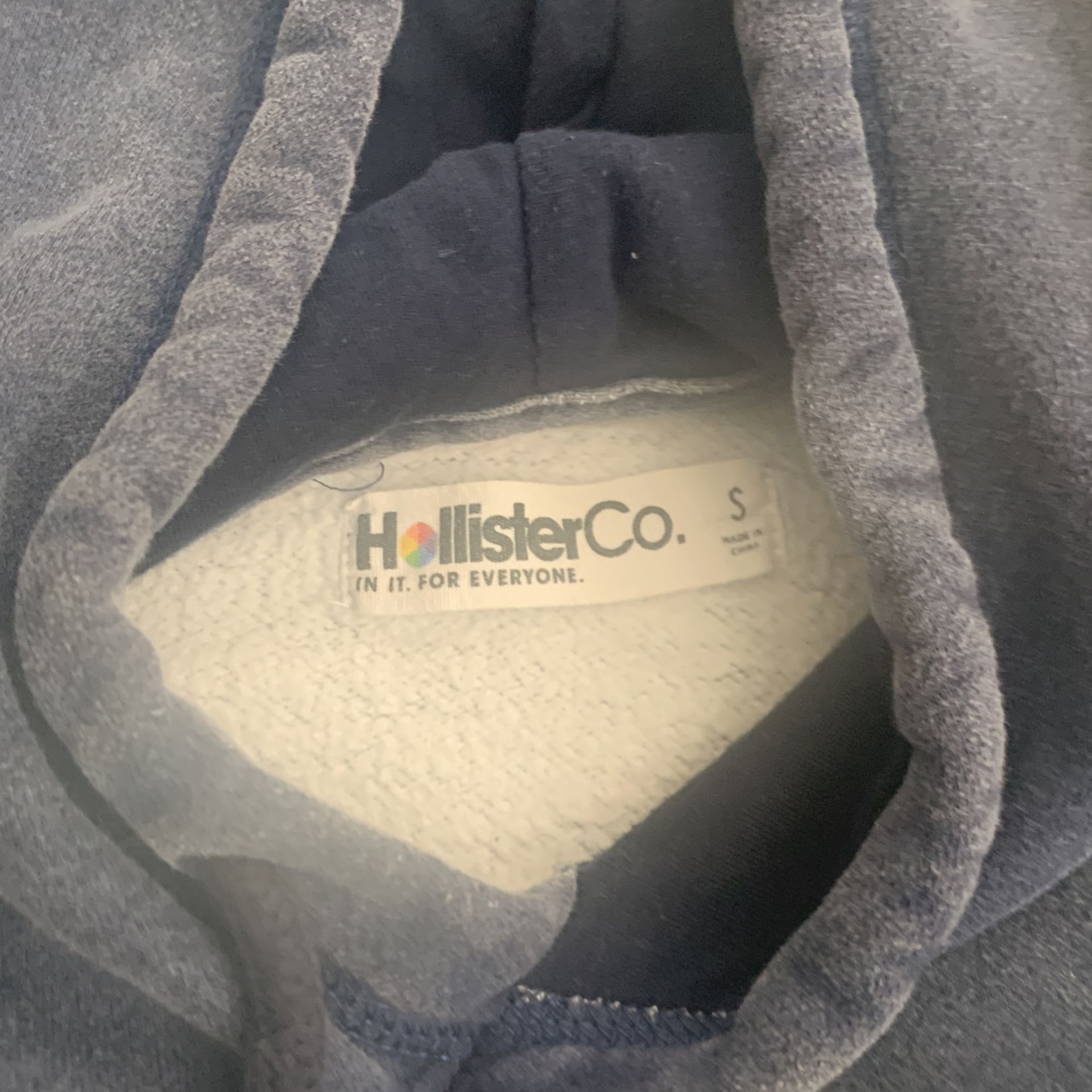 Hoodie Hollister White Grey Blue Small