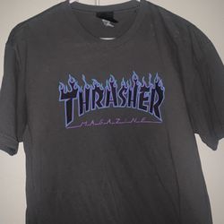 Brand New Never Worn Grey And Blue Shirt Thrasher Skate