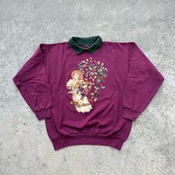 Vintage 90s Angel Christmas Grandma Sweater Size Medium