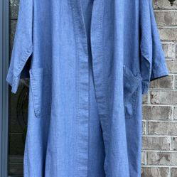 CHRISTIAN DIOR MONSIEUR Vintage 100%Cotton Unisex Blue Chambray Kimono Robe.